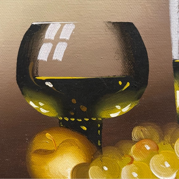 Beautiful Framed Oil Painting Wine & Fruit Still Life Signed Riddick 15x13 - Picture 5 of 13